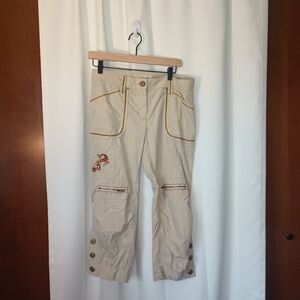 Miss Bisou Y2K Fairy Grunge Embroidered Low Rise Cargo Pant Juniors 9 Crop Boho